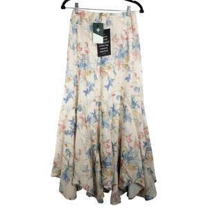 New Hyacinth House Tuckernuck Cosmos Floral Mallory Skirt Snowberry XS 1820-21